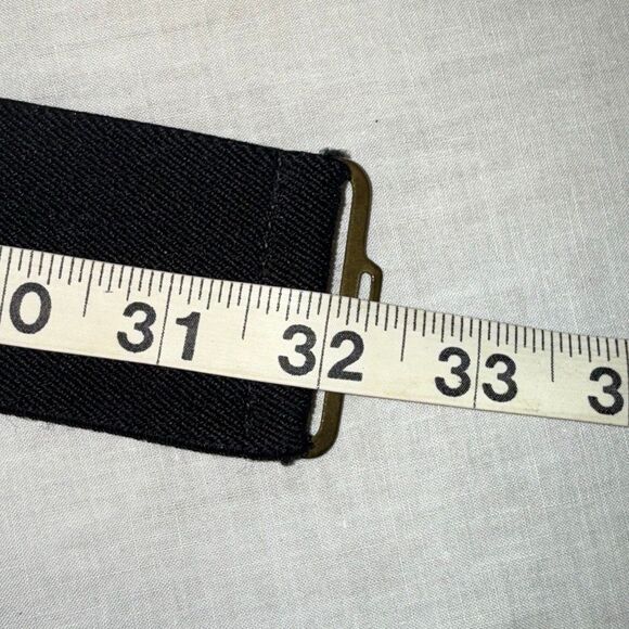 Vintage Nan Lewis Black & Gold Sculptural Enamel Buckle Belt | 1980s Modernist S